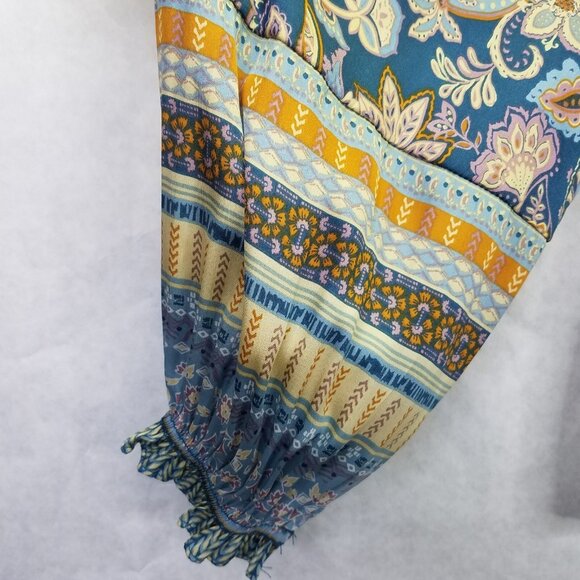 Current Air Blouse Women XS Long Sleeve Boho Paisley Satin Colorful Anthropologi - Picture 5 of 16
